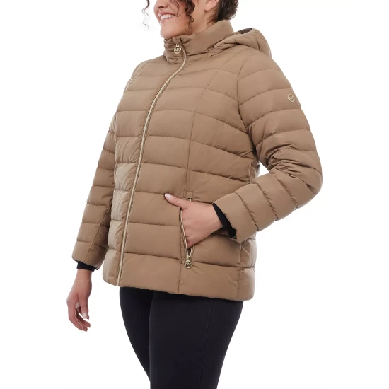 Best Pirce βοΈ Michael Kors π© Women's Plus Size Hooded Packable Down Puffer π§₯ Coat, Created For Macy's Navy 𧨠- Image 5