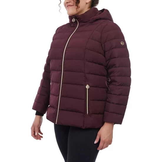 Best Pirce βοΈ Michael Kors π© Women's Plus Size Hooded Packable Down Puffer π§₯ Coat, Created For Macy's Navy 𧨠- Image 7