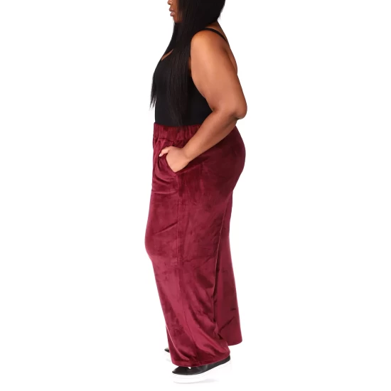 Budget β Michael Kors Plus Size Velour Wide-Leg Pull-On Pants Dark Ruby π - Image 4