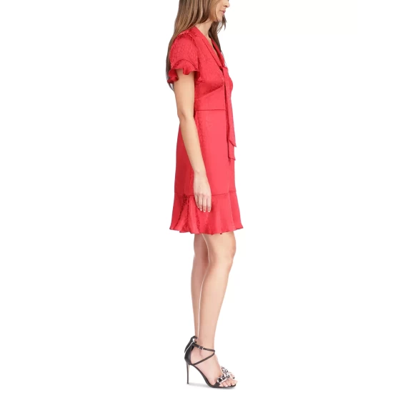 Wholesale π Michael Kors π© Women's Cheeta Plisse Tonal-Print Tie π Dress Crimson π - Image 5