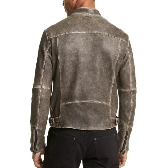 Best deal ✨ Michael Kors Men's Regular-Fit Distressed Full-Zip Leather Moto Jacket Black 👏 - Image 3