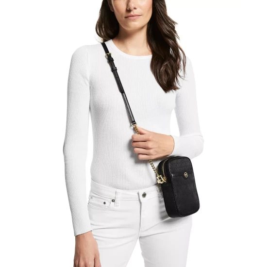 Best Pirce β€οΈ Michael Kors Signature Blaire Small North South Chain Camera Crossbody Silver π - Image 7