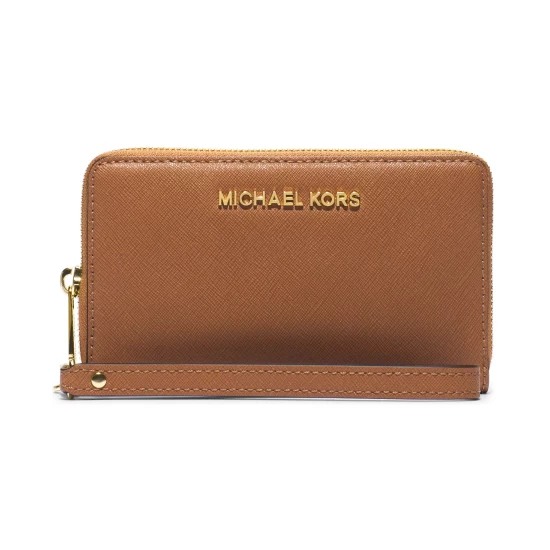 New ✨ Michael Kors Jet Set Large Flat Multifunction Phone Case Luggage/gold 💯 - Image 5
