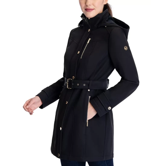 Wholesale โค๏ธ Michael Kors ๐ฉ Women's Hooded Belted Raincoat, Created For Macy's Dark Ruby ๐ - Image 4