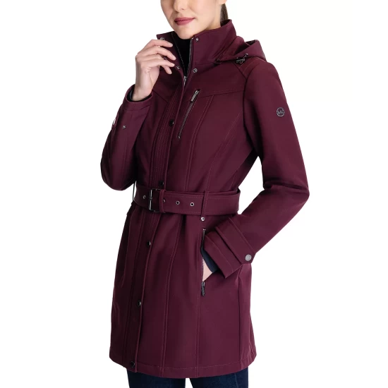 Wholesale โค๏ธ Michael Kors ๐ฉ Women's Hooded Belted Raincoat, Created For Macy's Dark Ruby ๐ - Image 5
