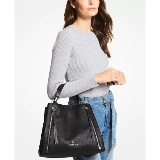 Best Pirce βοΈ Michael Kors Brooklyn Large Leather Grab Tote Brown/black π - Image 7