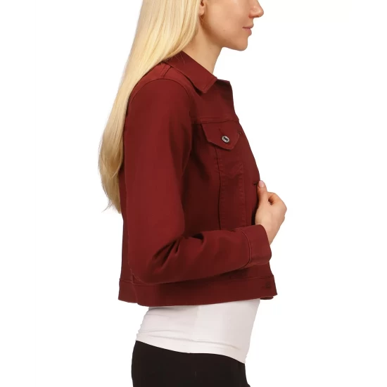 Hot Sale โญ Michael Kors ๐ฉ Women's Basic Denim Jacket Merlot ๐งจ - Image 5