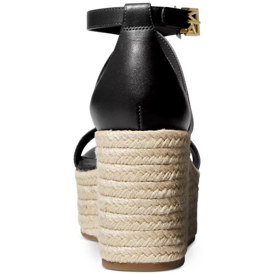 Cheap ⌛ Michael Kors 👩 Women's Serena Espdarille Wedge 🩴 Sandals Black ⌛ - Image 4
