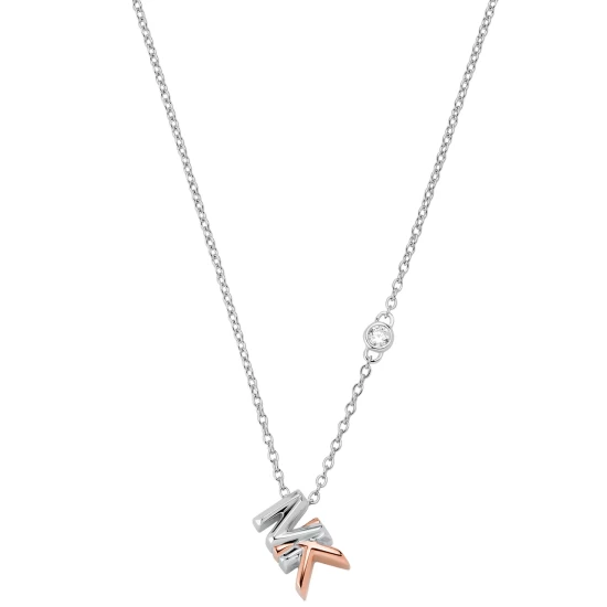 Outlet π₯ Michael Kors Two-Tone Sterling Silver Cubic Zirconia & Layered Logo Pendant Necklace, 16 + 2 Extender Two Tone π - Image 2