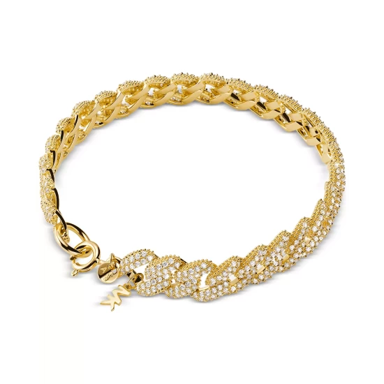 Brand new 𧨠Michael Kors Gold-Tone Sterling Silver Cubic Zirconia Link Statement Bracelet π - Image 4
