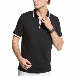 Hot Sale 🧨 Michael Kors Men's Greenwich Polo 👚 Shirt Black 😀