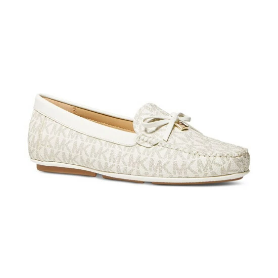 Hot Sale ⌛ Michael Kors 👩 Women's Juliette Moccasin Loafer Flats Vanilla ⌛