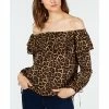 Best Pirce 💯 Michael Kors Cheetah-Print Ruffled Top, Regular & Petite Sizes Leopard 🛒