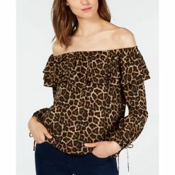 Best Pirce π― Michael Kors Cheetah-Print Ruffled Top, Regular & Petite Sizes Leopard π