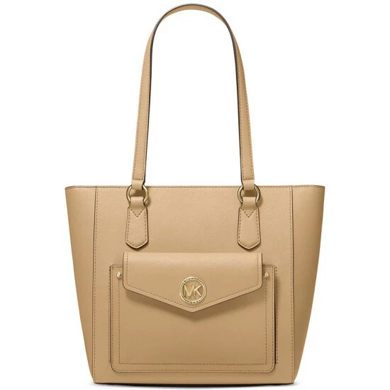 Top 10 ⭐ Michael Kors Joey Leather Medium Pocket Tote Camel 🔥