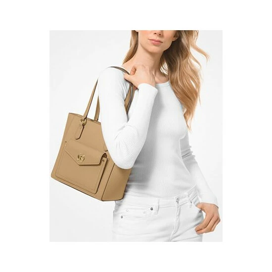 Top 10 ⭐ Michael Kors Joey Leather Medium Pocket Tote Camel 🔥 - Image 3