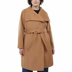 Best deal π― Michael Kors Plus Size Asymmetric Belted Wrap π§₯ Coat, Created For Macy's Camel π