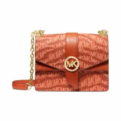 New ๐ฅ Michael Kors Signature Greenwich Convertible Crossbody Deep Orange ๐