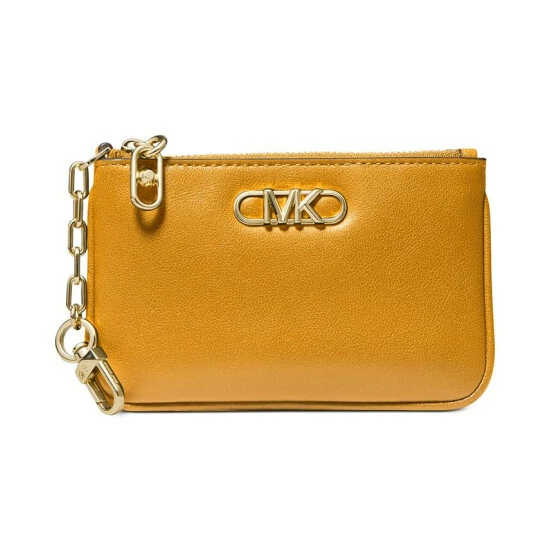 Hot Sale 😍 Michael Kors Parker Leather Key Card Holder Wallet Marigold 🔥