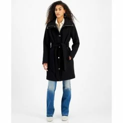 Flash Sale 🔔 Michael Kors Petite Belted 🧥 Coat, Created For Macy's Navy 🤩