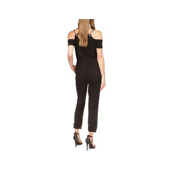 Coupon 🔥 Michael Kors 👩 Women's Chain Cold-Shoulder Jumpsuit Black 🎁 - Image 2