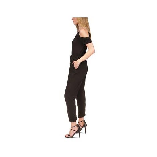 Coupon 🔥 Michael Kors 👩 Women's Chain Cold-Shoulder Jumpsuit Black 🎁 - Image 3