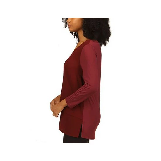 Wholesale ⌛ Michael Kors 👩 Women's Layered-Look Tunic Top, Regular & Petite Sizes Merlot 😍 - Image 3