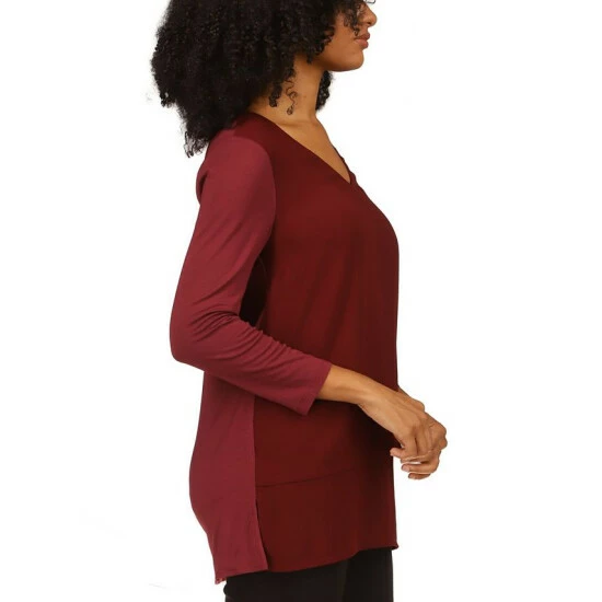 Wholesale ⌛ Michael Kors 👩 Women's Layered-Look Tunic Top, Regular & Petite Sizes Merlot 😍 - Image 4