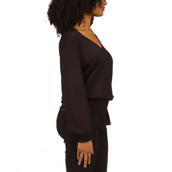 Hot Sale ⌛ Michael Kors 👩 Women's Smocked-Trimmed Top, Regular & Petite Dark Camel ✔️ - Image 4