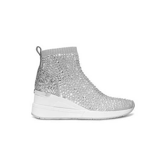 Outlet 🔔 Michael Kors 👩 Women's Skyler Embellished 👟 Sneaker Booties Silver 😉 - Image 2