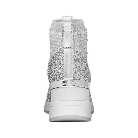Outlet 🔔 Michael Kors 👩 Women's Skyler Embellished 👟 Sneaker Booties Silver 😉 - Image 3