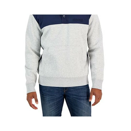 Best Pirce 🎁 Michael Kors Men's Colorblocked Rugby Fleece Pullover, Created For Macy's Midnight 😉 - Image 3