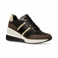 New ⌛ Michael Kors 👩 Women's Mabel Trainer Lace-Up Logo 👟 Sneakers Black/brown ⌛