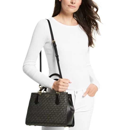 Promo π Michael Kors Signature Marilyn Medium Satchel Black/silver π - Image 6
