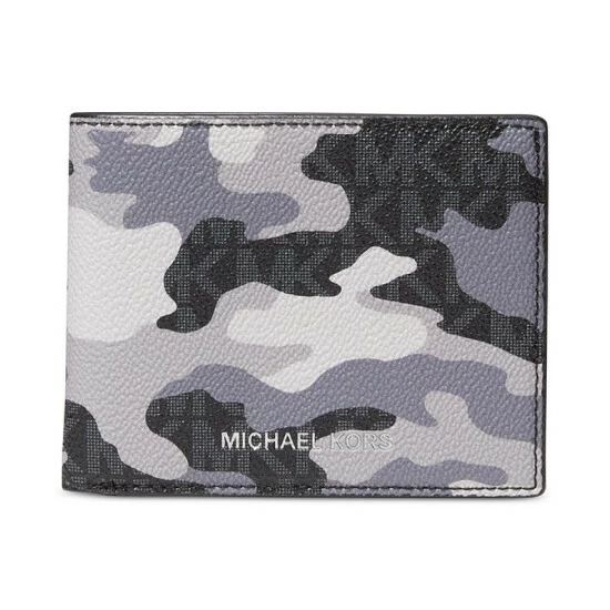 Budget π Michael Kors Men's Malone Monogram Camouflage Faux-Leather Slim Billfold Wallet Black Mult π