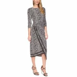 Best Pirce β Michael Kors π© Women's Zebra-Print Asymmetrical Midi π Dress Black/white π₯