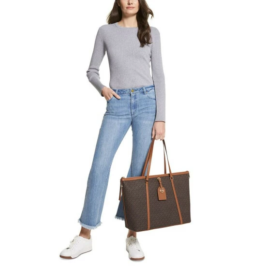 Outlet 💯 Michael Kors Signature Heritage Extra Large Travel Sleeve Tote Brown/acorn 😍 - Image 4