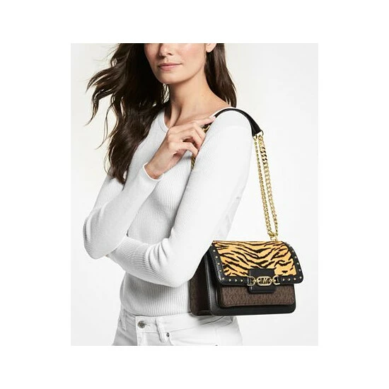 Buy 🎉 Michael Kors Signature Calf Hair Heather Shoulder Bag Brown Multi 🎁 - Image 3