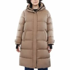 Budget 👍 Michael Kors 👩 Women's Plus Size Hooded Puffer 🧥 Coat Taupe 🥰