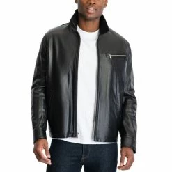 Buy ⭐ Michael Kors Men's James Dean Leather Jacket, Created For Macy's Black 🎉