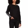 Flash Sale ❤️ Michael Kors Petite Waffled Logo-Tape-Sleeve Top Black 🎉