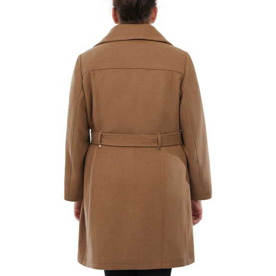 Discount 🔔 Michael Kors Plus Size Belted Funnel-Neck 🧥 Coat, Created For Macy's Dark Camel 👍 - Image 2