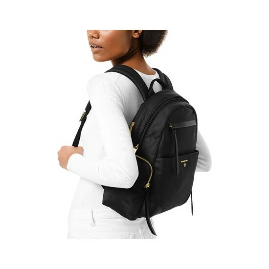 Top 10 🤩 Michael Kors Prescott Nylon 🎒 Backpack Black/gold 🔥 - Image 2