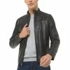 Hot Sale 🎉 Michael Kors Men's Leather Racer Jacket, Created For Macy's Black 😀