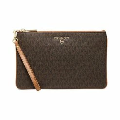Flash Sale ⌛ Michael Kors Signature Jet Set Charm Wristlet Brown/acorn 🔥