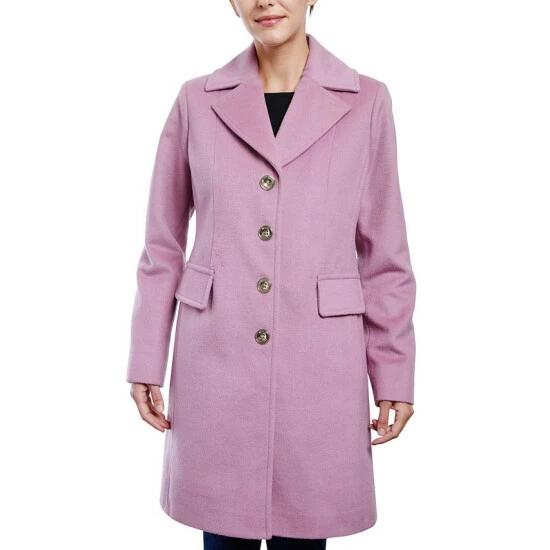 Coupon 😉 Michael Kors Petite Single-Breasted Walker 🧥 Coat, Created For Macy's Black ⌛