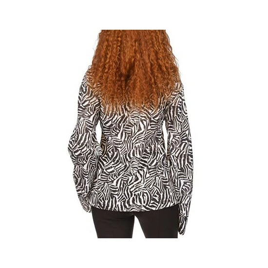 Brand new ๐ฅ Michael Kors ๐ฉ Women's Metallic Zebra-Print Tie Top White/black โ - Image 2