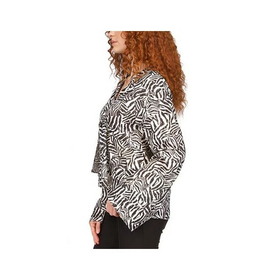 Brand new ๐ฅ Michael Kors ๐ฉ Women's Metallic Zebra-Print Tie Top White/black โ - Image 3