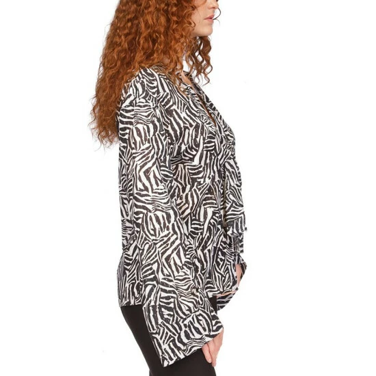 Brand new ๐ฅ Michael Kors ๐ฉ Women's Metallic Zebra-Print Tie Top White/black โ - Image 4