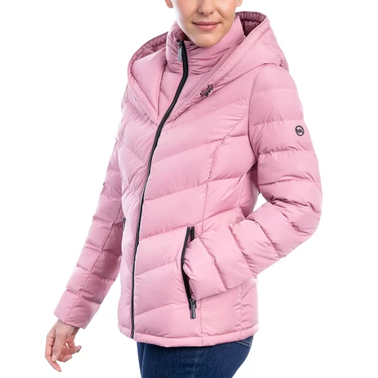 Best Pirce ❤️ Michael Kors 👩 Women's Hooded Down Puffer 🧥 Coat, Created For Macy's Royal Pink 💯 - Image 5